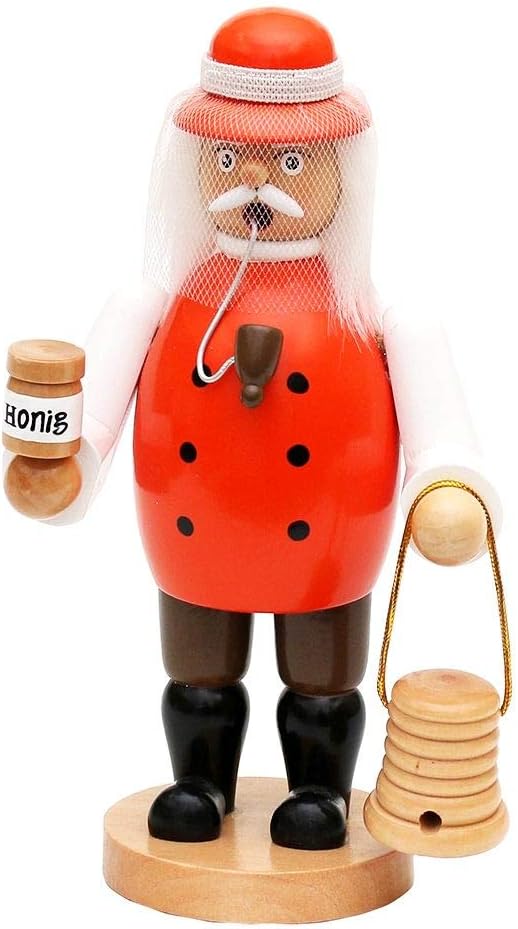 Wichtelstube-Kollektion Holz Räuchermann Räuchermännchen Räucherfigur Imker orange 11 x 8 x 20 cm