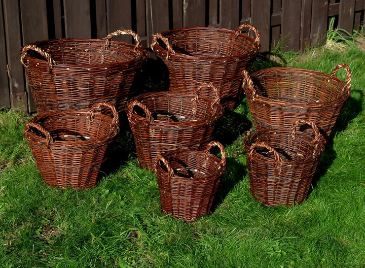7 Grössen WIKLER Gartenkorb Kartoffelkorb Kaminkorb Holzkorb Weide Kiepe Erntkorb Füllkorb (Ø50cm),