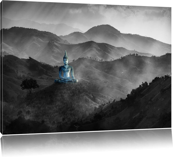 Pixxprint Buddha als Leinwandbild/Grösse: 100x70 cm/Wandbild/Kunstdruck/fertig bespannt, 100x70