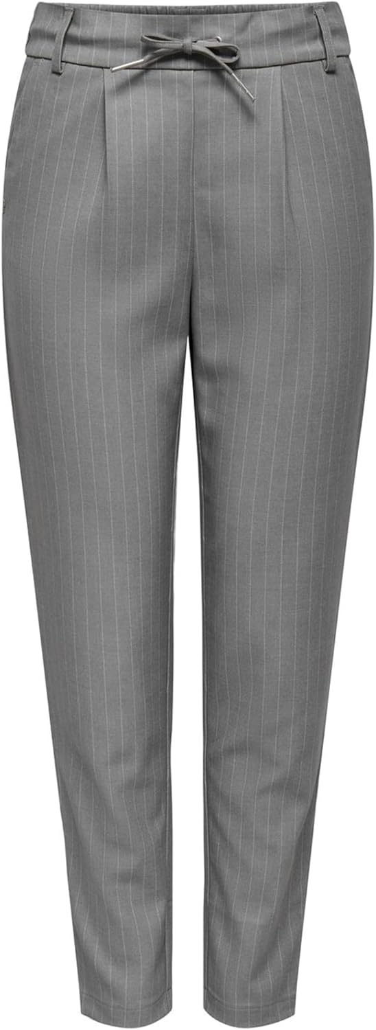 ONLY Damen Onlpoptrash-naja Fine Stripe PNT Noos Hose XS / 34L Light Grey Melange/Stripes:w. Cloudda