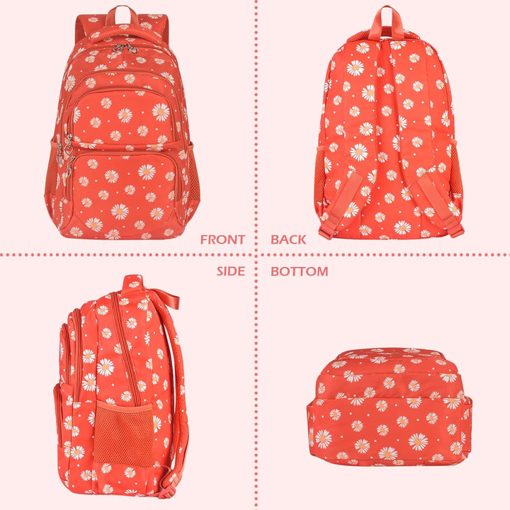 Schulrucksack Mädchen Teenager Damen Schultasche Rucksack Set Gänseblümchen Schulranzen für Mädchen
