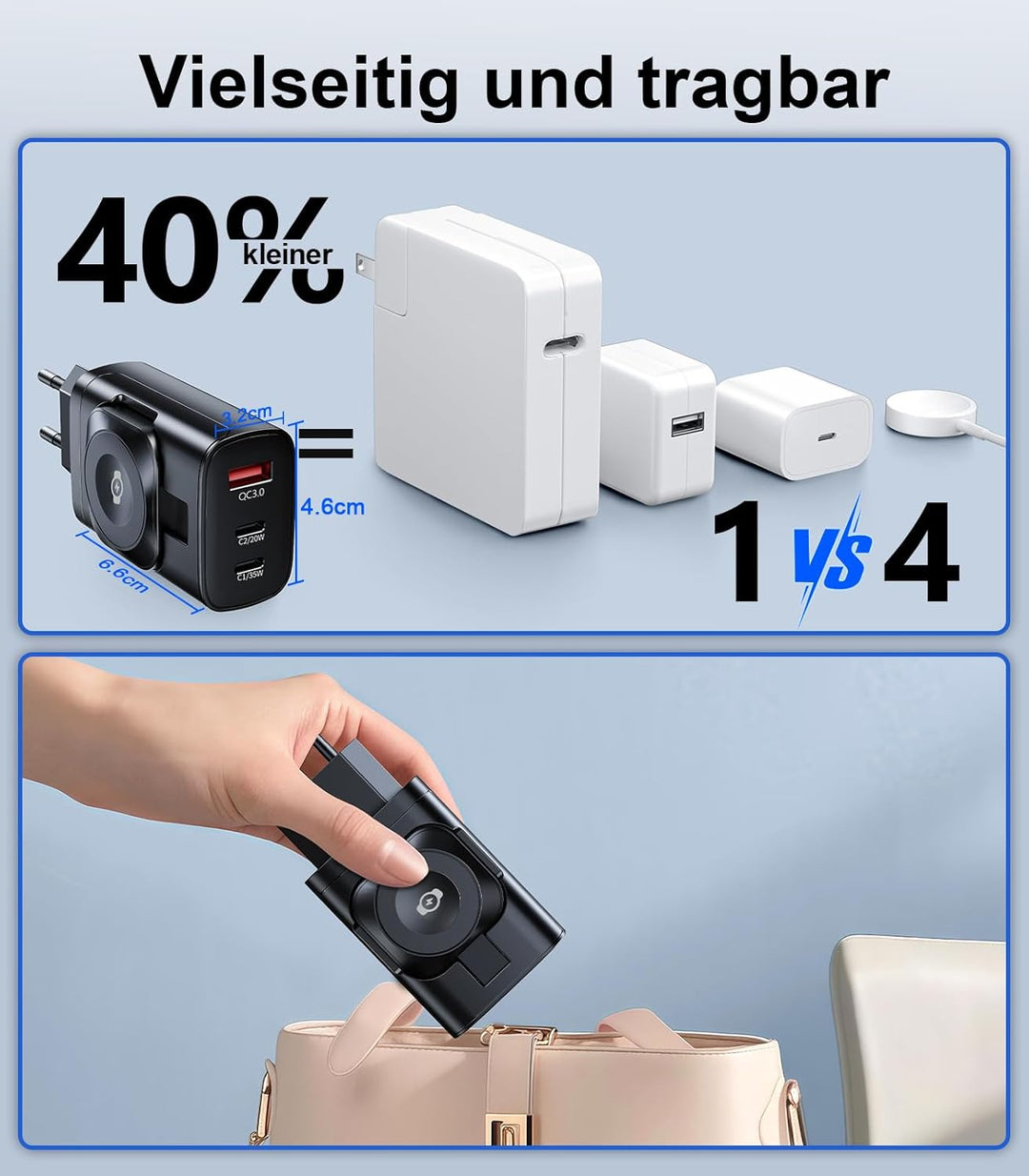 4 in 1 für Samsung Watch Ladegerät,40W USB C Ladegerät PD Schnellladegerät für Samsung Galaxy Watch