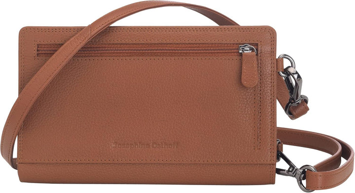 Josephine Osthoff Handy Umhängetasche mit Geldbörse, handgemacht aus 100% Echtleder, Clutch für Dame