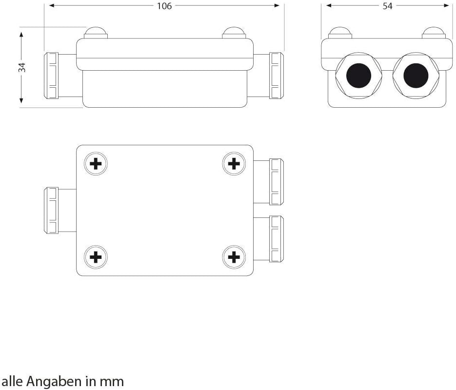 ledscom.de 2-fach Kabelverbinder, wetterfest, IP68, Muffe für 6-8mm Kabel-Durchmesser, 20 Stk. 20 St