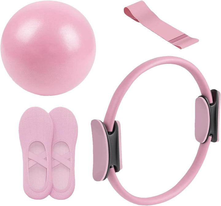 Pilates Set Für Zuhause,4 Stück, Pilates Ring Set Zuhause, Straffendes Stretch Widerstandsband Yoga