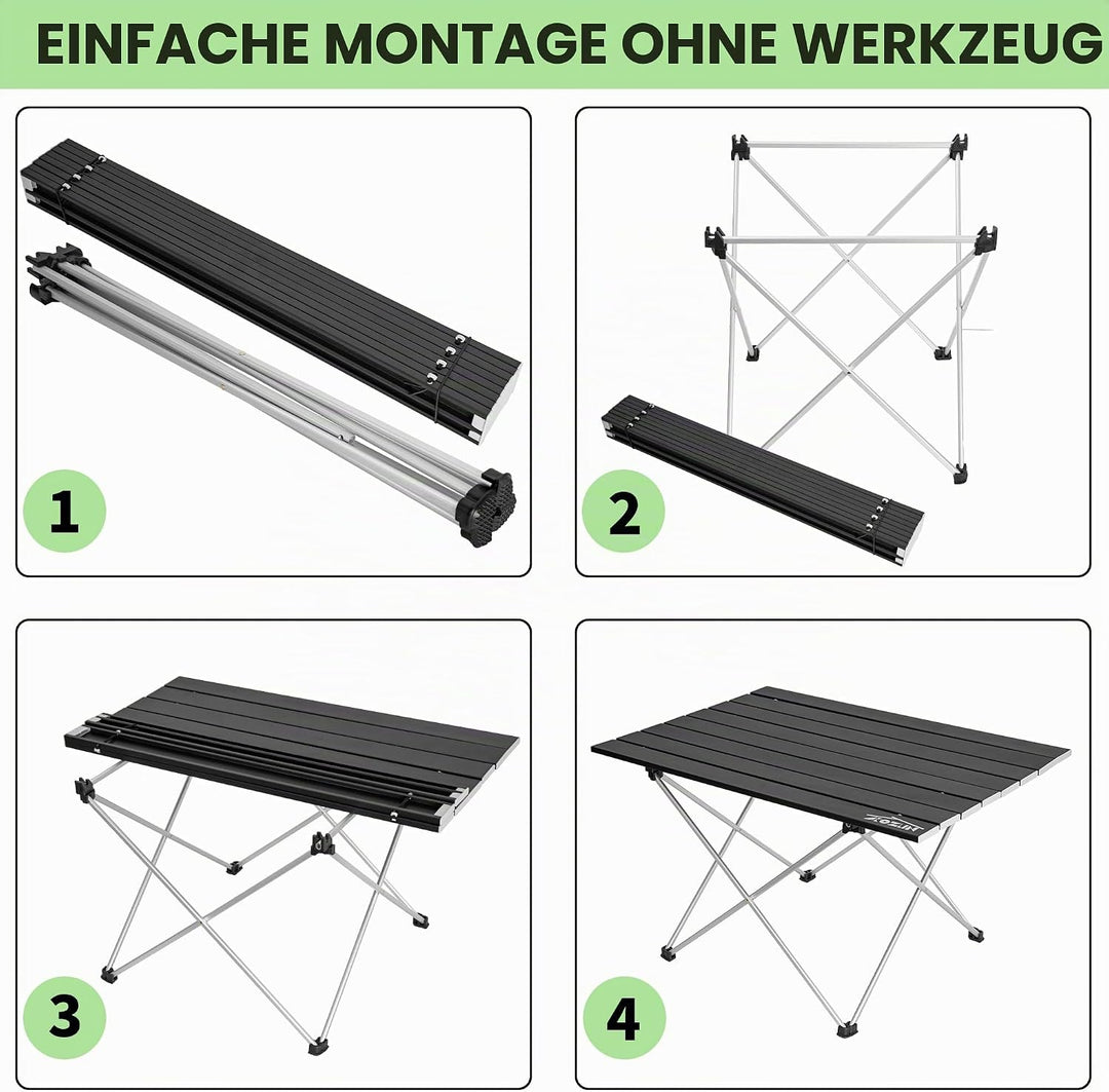 IPEB Campingtisch Klappbar, Klapptisch Camping, Tragbarer Picknicktisch Faltbar, Kleiner Aluminium-K