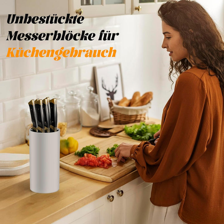 Cheerhom Messerblock Ohne Messer Weiss, Universal Messerblocks mit Flexiblen Lamellen, Messerblock L