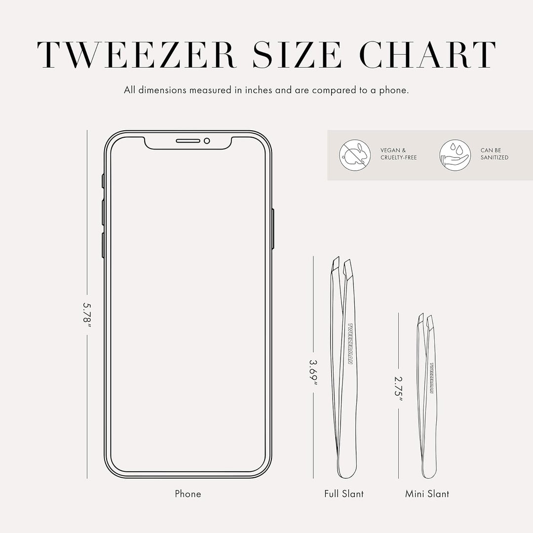 TWEEZERMAN Pinzette (Handgeschliffene Schräge Spitzen, Augenbrauen zupfen, Profi-Qualität, Rostfreie