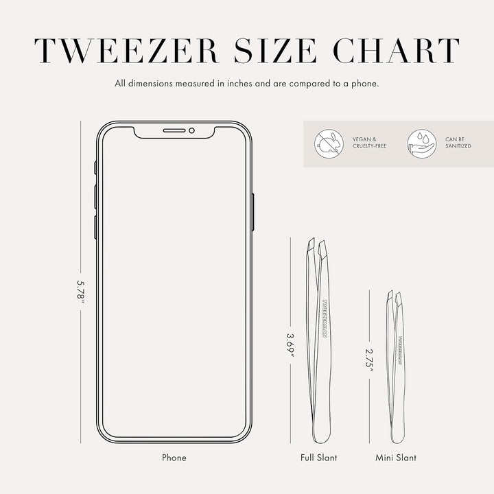 TWEEZERMAN Mini Pinzette (Handgeschliffene, schräge Spitzen, Augenbrauen zupfen, Profi Qualität, ros