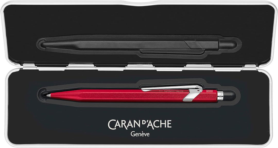 Caran d'Ache Kugelschreiber 849 Colormat-x in der Farbe Rot mit Etui, 0849.585, 1 Stück (1er Pack)
