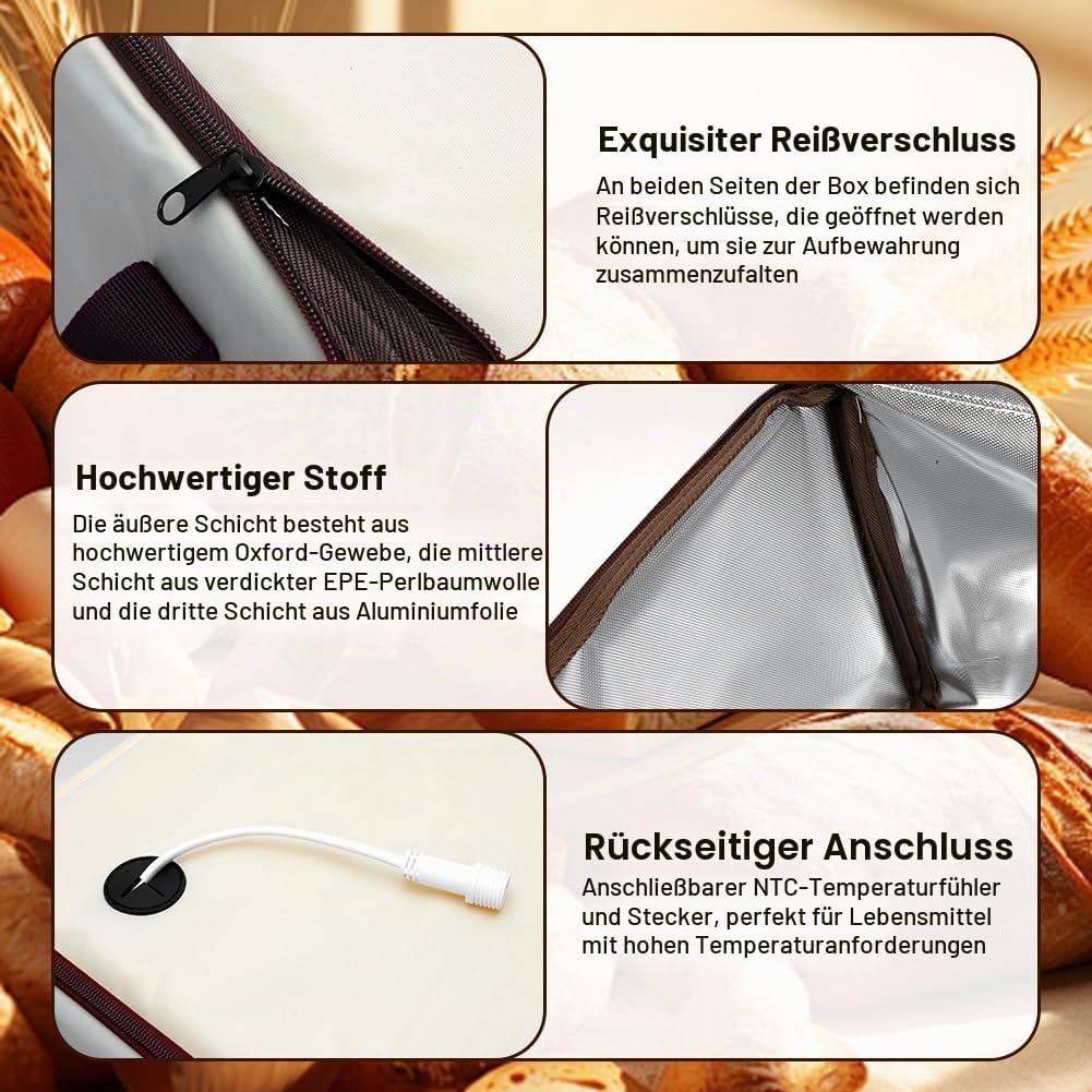 Brot Gärbox Sauerteig, Gärbox mit heizung für Brotteig Faltbare Teiggärbox Brot Gärschrank Einstellb