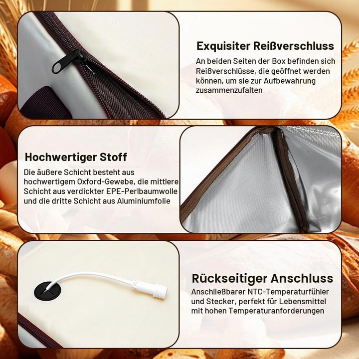 Brot Gärbox Sauerteig, Gärbox mit heizung für Brotteig Faltbare Teiggärbox Brot Gärschrank Einstellb