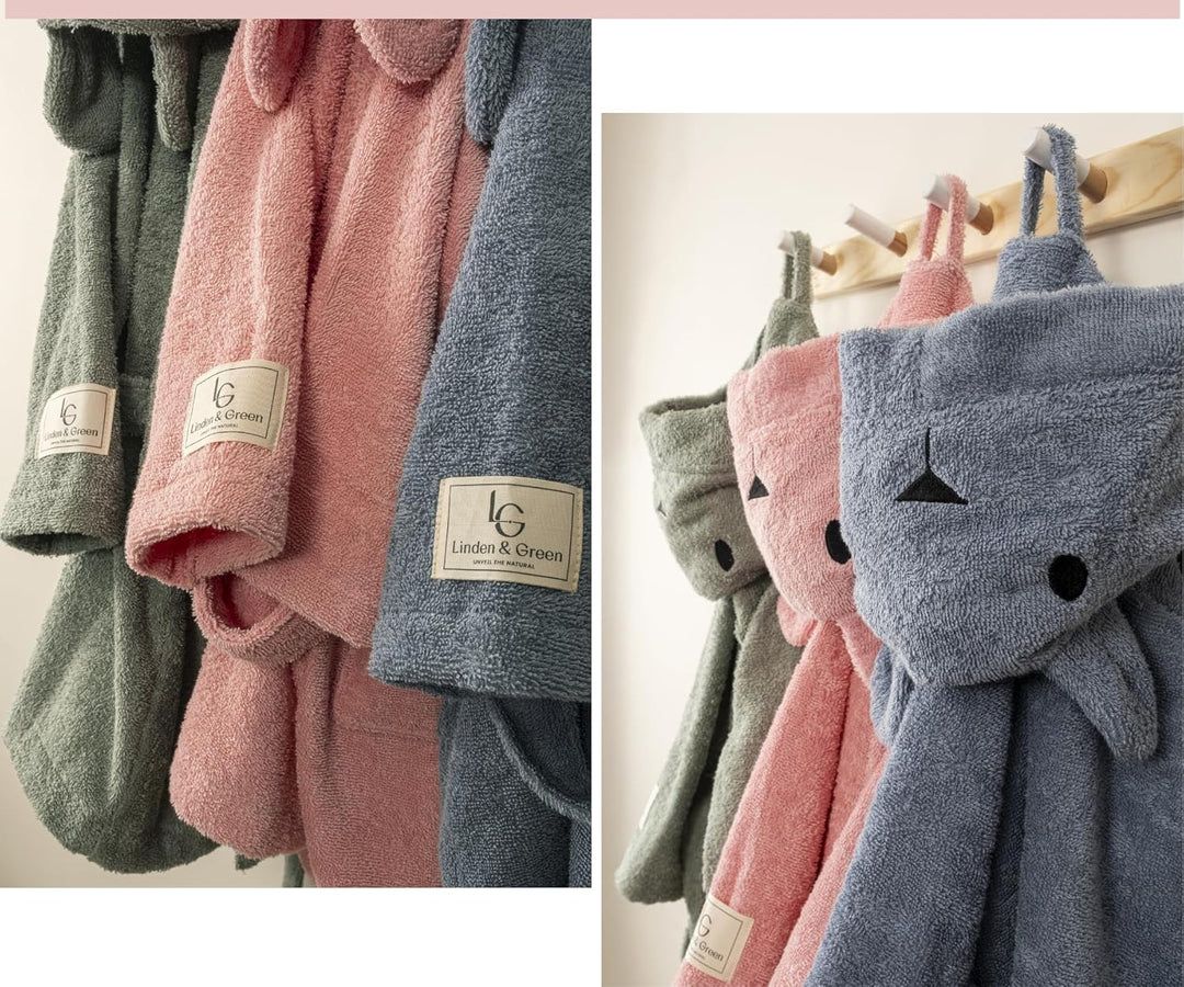 PandaHome Bademantel Kinder, Kinderbademantel für Jungen und Mädchen aus 100% Baumwolle, Morgenmante