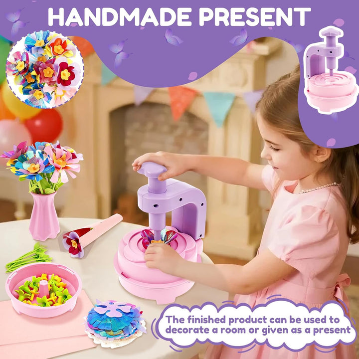 Blumen Bastelset Kinder, Blumenpresse Basteln Kinder mit Blumenmaschine Spielzeug Blumen Basteln Mäd