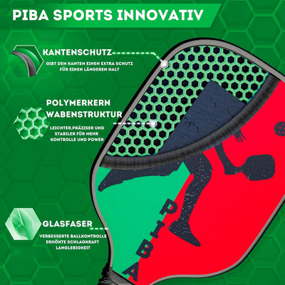 PiBa Sports Pickleball Schläger Set inkl. Tasche 2X Paddel 2X Indoor Bälle 2X Outdoor Bälle und Prak