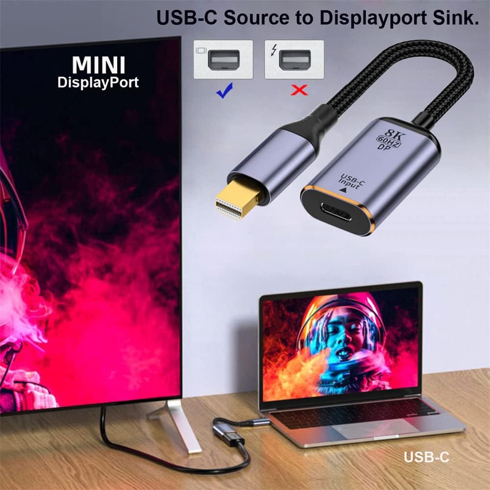 NFHK USB-C Typ C Buchse Quelle zu Mini Displayport DP 1.4 Senke HDTV Kabel 8K@60hz 4K@120hz für Tabl