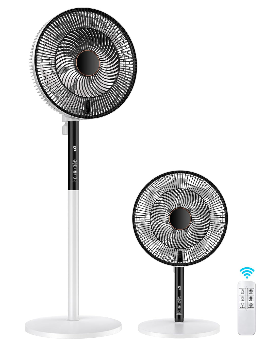 Rintea Standventilator 40 cm mit Fernbedienung, 9 Geschwindigkeiten, 4 Modi, 9H Timer, 90° Oszillati