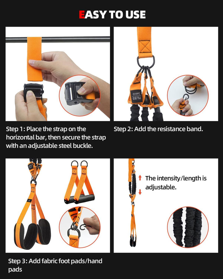 Abahub Klimmzugband Set Klimmzughilfe Widerstandsbänder Pull UP Band für Klimmzüge, Training zu Haus