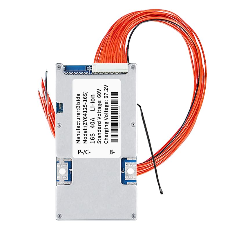 16S BMS 60V 40A Lithium-PCB-Schutzplatine mit Balancerleitung und NTC, gemeinsamem Anschluss, zehn S