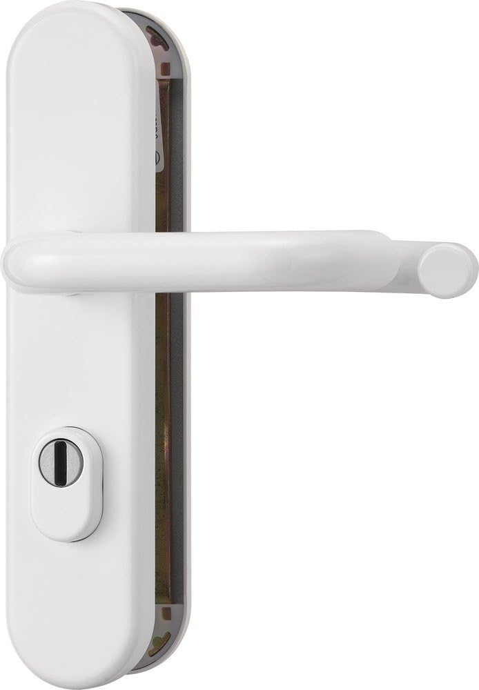 ABUS Tür-Schutzbeschlag KLZS714 W weiss mit Zylinderschutz & beidseitigem Drücker rund, 12237 Weiss