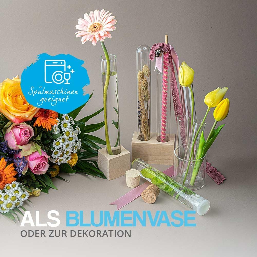 Tuuters Glas Reagenzglas mit Korken 25 Stück (140 x ø 24 mm) Gewürzgläser | Reagenzgläser für Blumen