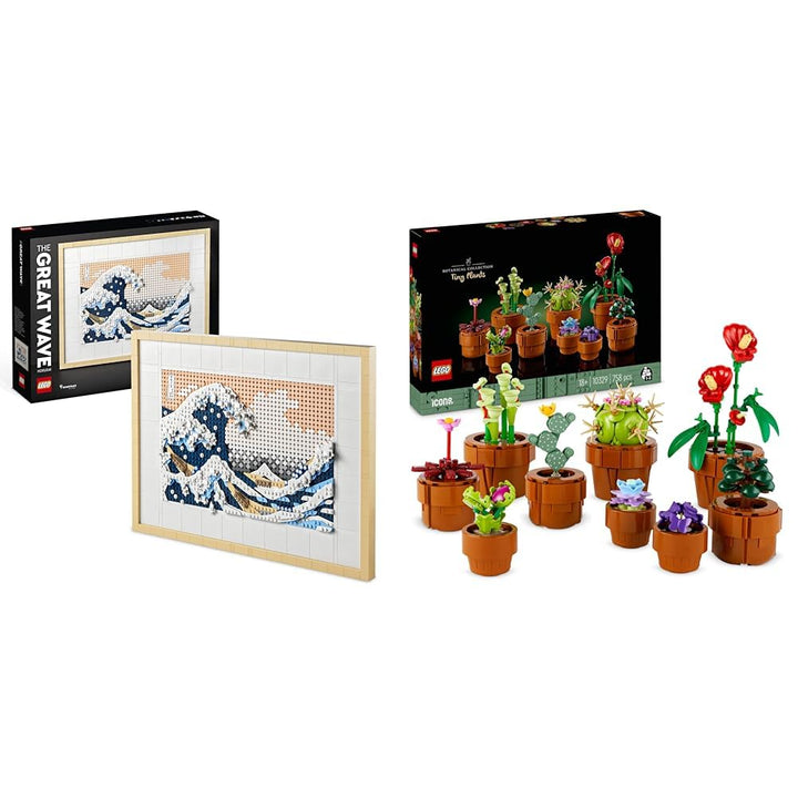 LEGO Art Hokusai – Grosse Welle, 3D Japanische Wanddeko, Bastelset & Icons Mini Pflanzen, 9 künstlic