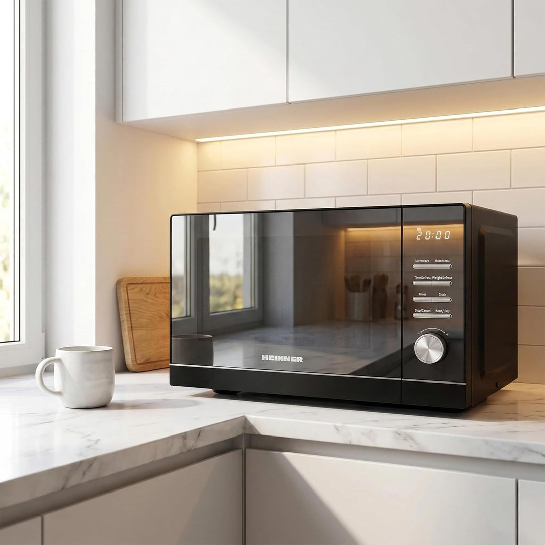 HMW-MD25DMRBK Mechanischer Mikrowellenherd, 25 l, 800 W Aufsatz-Mikrowelle mit 5 Leistungsstufen, Ti