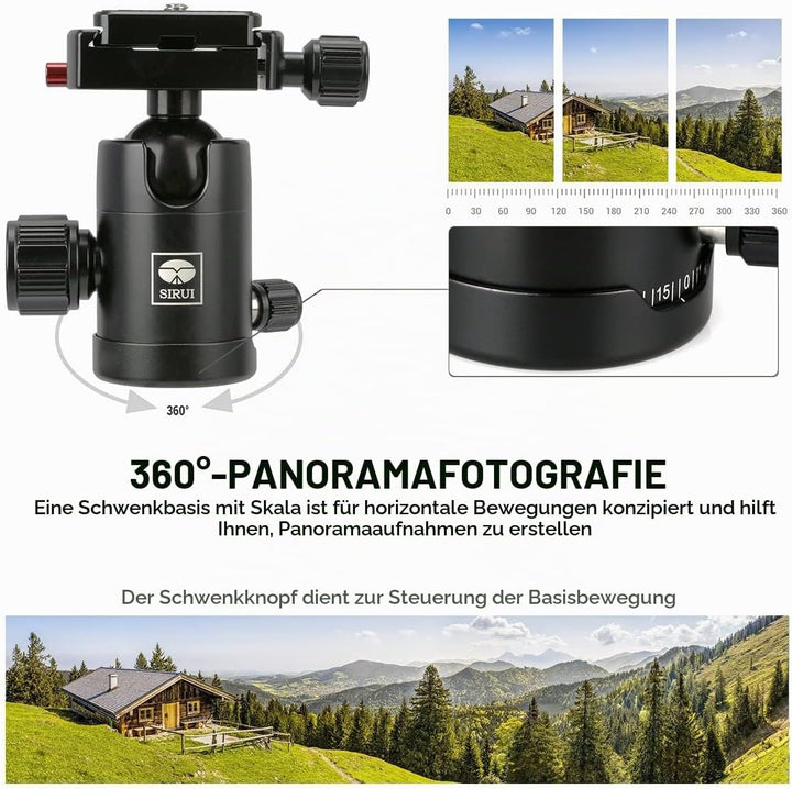 Sirui AM-35K Ministativ mit Kugelkopf und Mittelsäule, schwarz, Gross, Gross