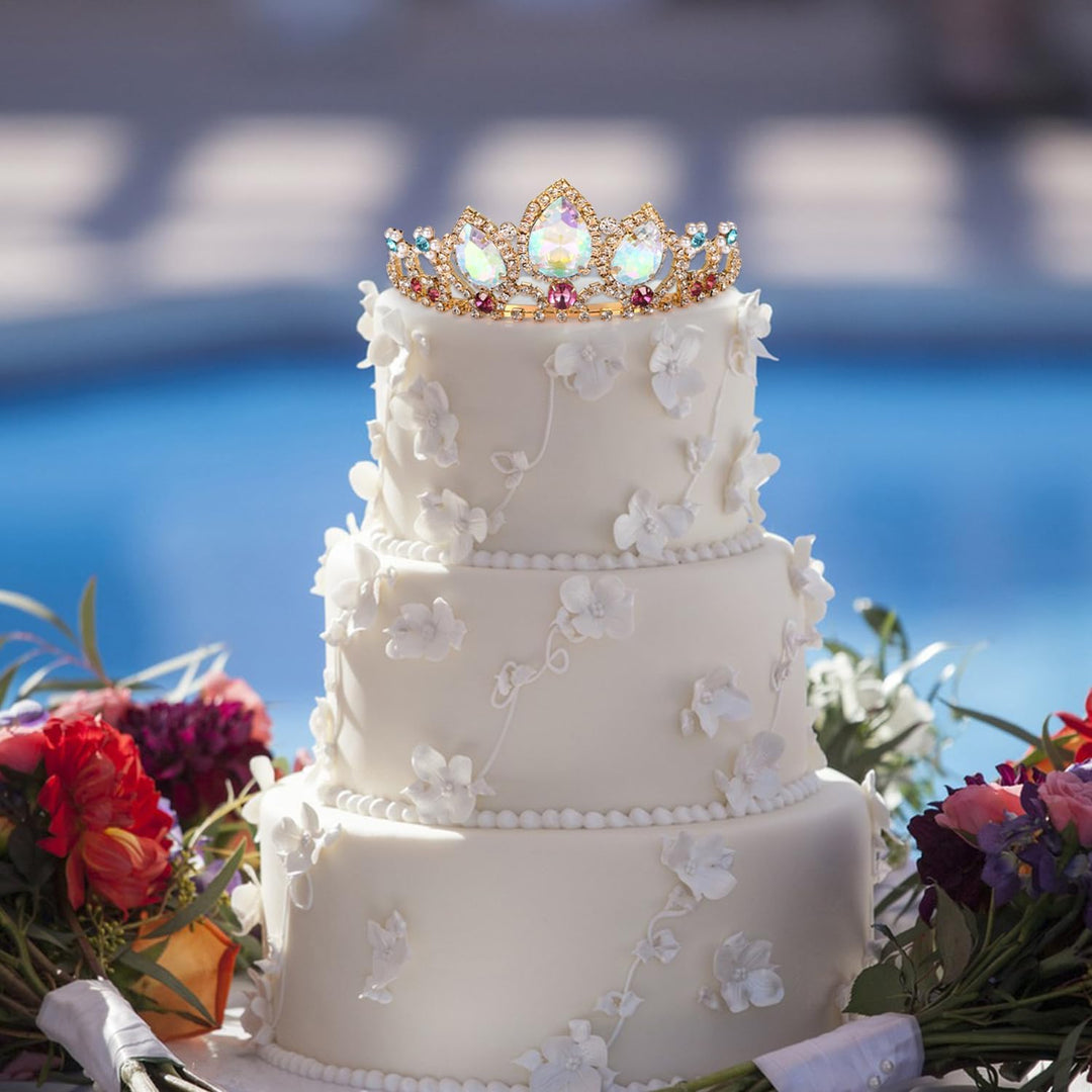 hengkaixuan Hübsche Tiara Krone Rosa Strass AB Tiara Fee Braut Kopfbedeckung Geburtstag Halloween Go