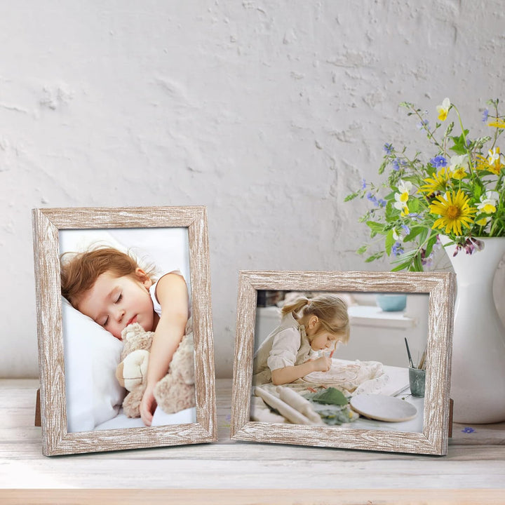 Giftgarden 12 Stück Bilderrahmen Set 13x18 cm - Moderne Beige Holzmaserung Fotorahmen Collage für 18