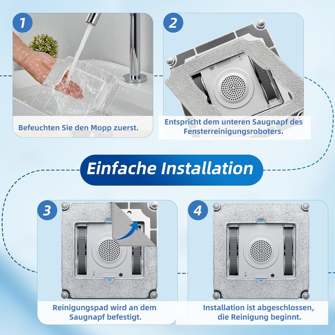 16 Stück Reinigungstücher für ECOVACS Winbot Mini Fensterputzroboter | Waschbar und Wiederverwendbar