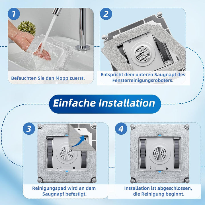 16 Stück Reinigungstücher für ECOVACS Winbot Mini Fensterputzroboter | Waschbar und Wiederverwendbar