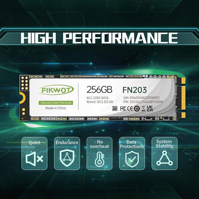 Fikwot FN203 256GB M.2 SATA SSD - SLC Cache 3D NAND TLC SATA III 6Gb/s M.2 2280 NGFF Internal Solid