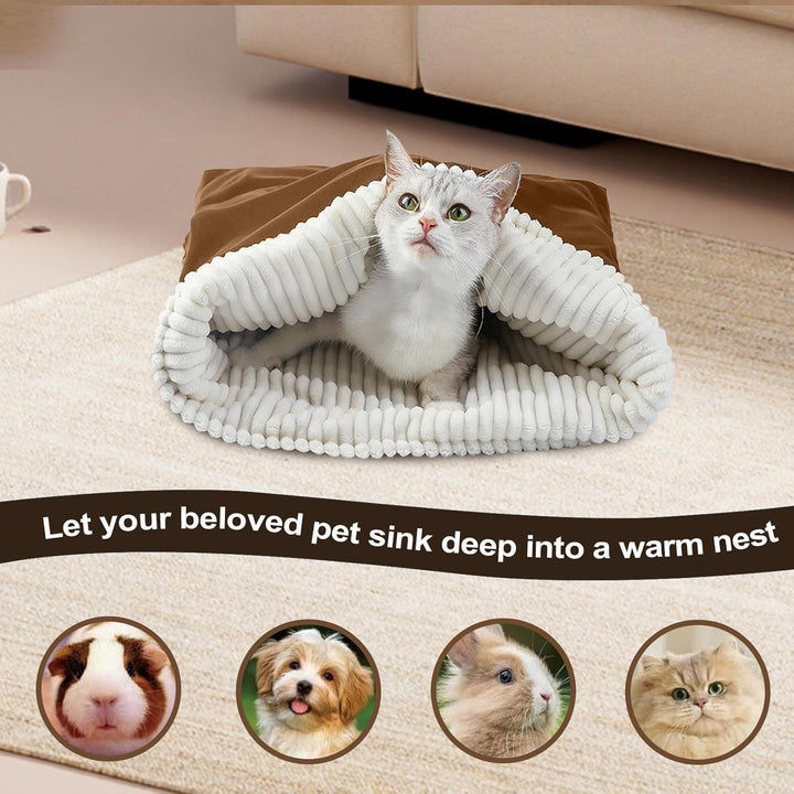 Katzenschlafsack Plüsch Warmer Katzenbett Halbgeschlossener Kuschelsack Katzennest Zum Ausruhen Und
