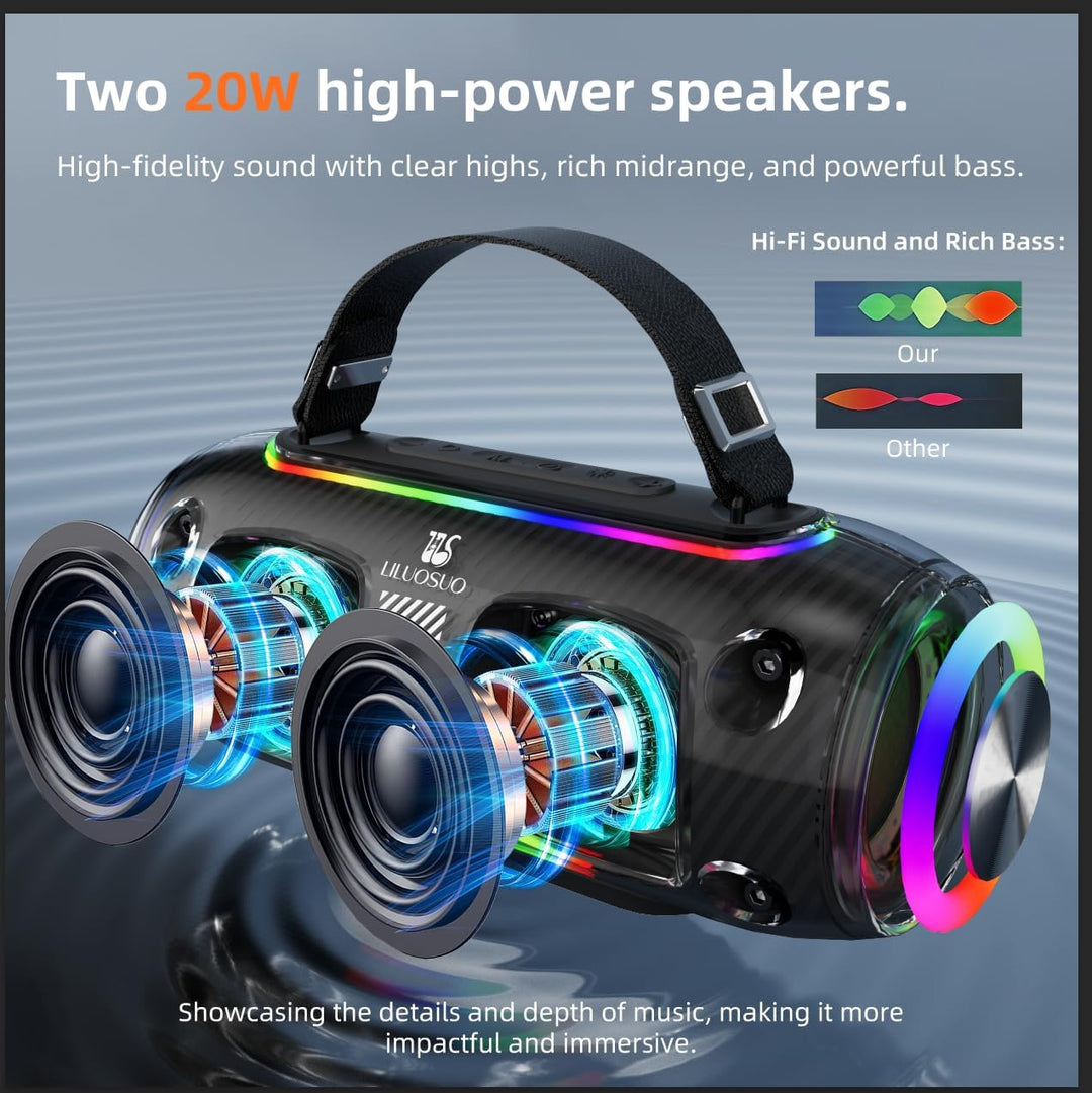LILUOSUO Karaoke Maschine mit zwei drahtlosen Mikrofonlautsprechern, einem tragbaren Bluetooth PA-Sy