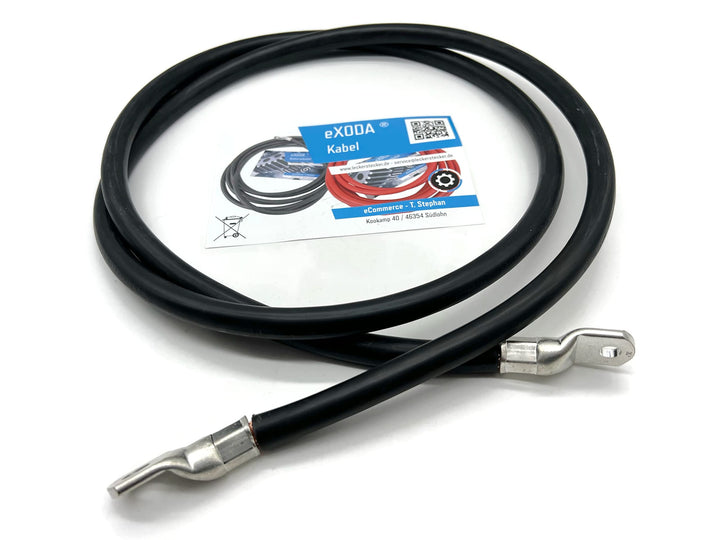 eXODA Batteriekabel 70 mm² 1,8m Kabelschuhe M8 und M10 Schwarz flexibles Kabel mit 99 Prozent Kupfer