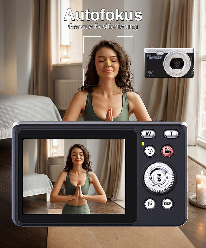 Somikon Digitalkamera: Digitale Kompaktkamera mit 64 MP, 5K, Autofokus, 16-facher Digitalzoom (Fotok