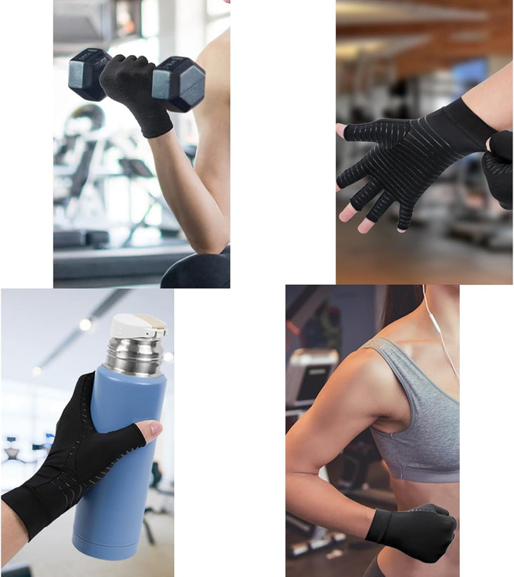 2 Paar Arthrose Handschuhe mit Kupfer,Fingerlose Kompressionshandschuhe,Arthriti Gaming Handschuhe f