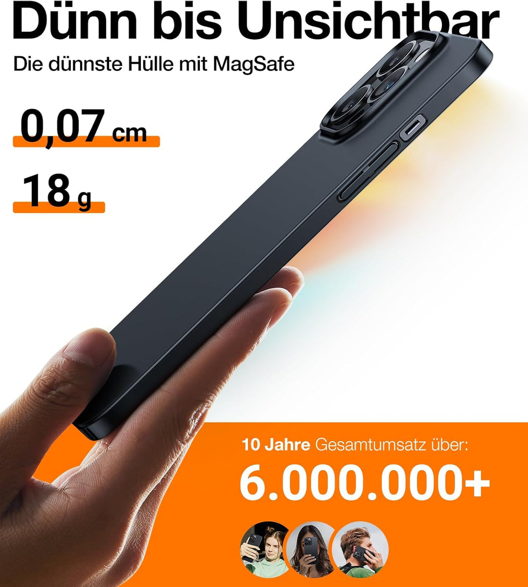 TORRAS Ultra Dünn für iPhone 14 Pro Hülle [Upgrade für MagSafe] (Unsichtbare und Stabilste) Magnetis