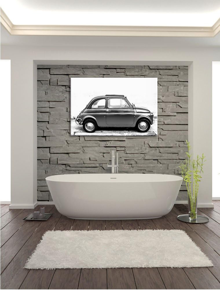 Pixxprint Kleiner roter Oldie 100x70cm Leinwandbild Wandbild Kunstdruck, 100x70