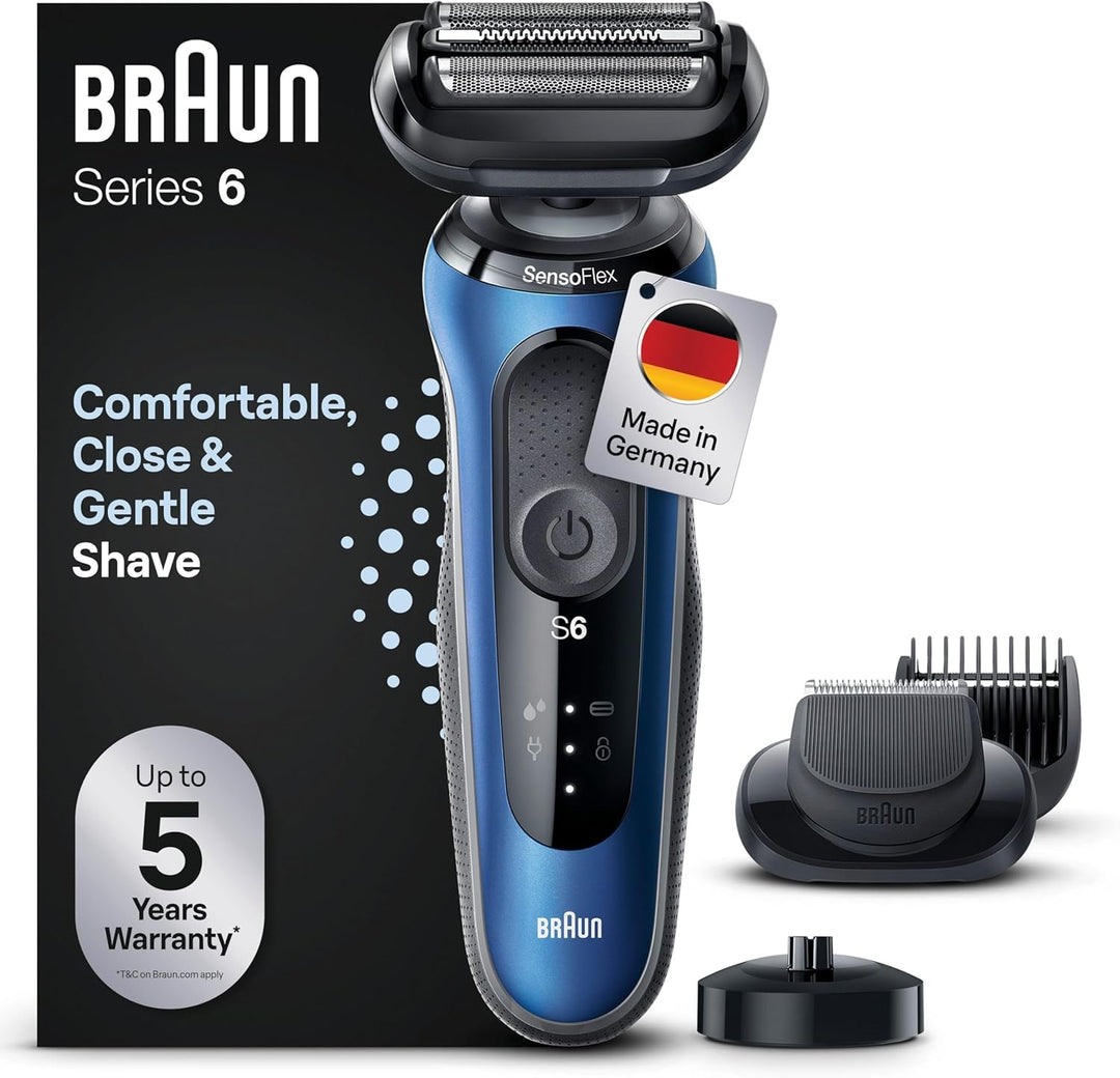 Braun Series 6 Elektrorasierer mit EasyClick Barttrimmer Aufsatz, SensoFlex Rasierer Herren Elektris