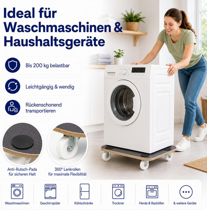 Bituxx Transportroller Möbelroller Rollbrett Umzugsroller Allzweckroller Rechteck Schichtholz 58 x 2