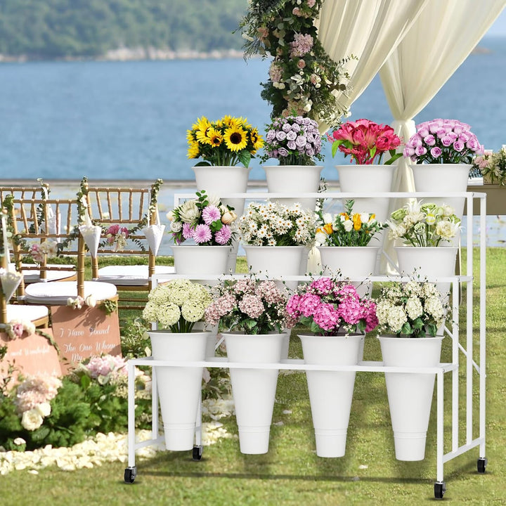 BlumenstäNder, 3-StöCkiger BlumenpräSentationsstäNder Mit Eimern FüR Drinnen Und DraussEn, Blumenwag