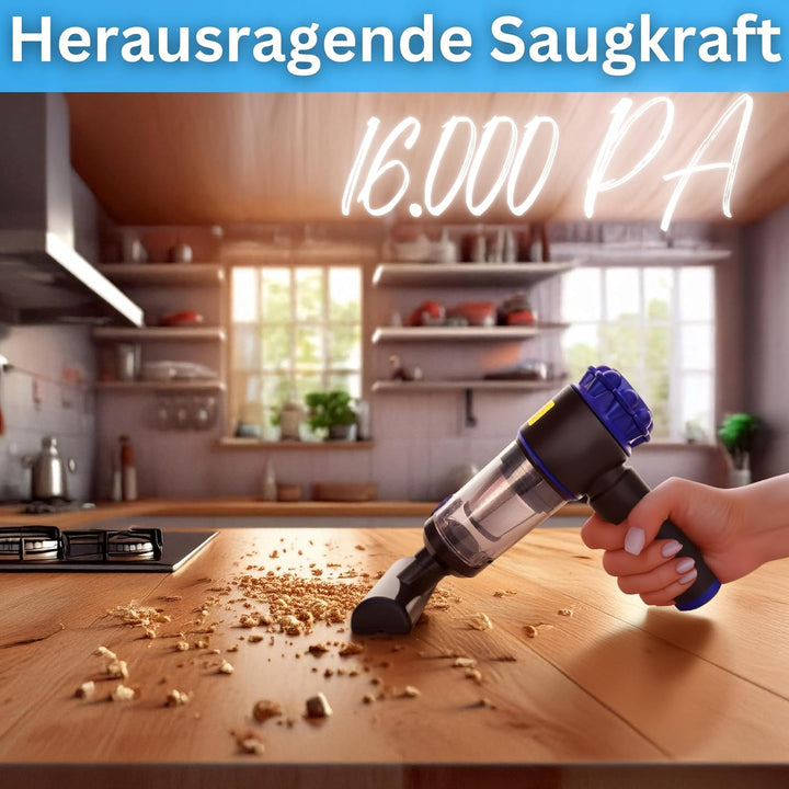 Steinborg® Handstaubsauger Akku 7in1 Handsauger kabellos mit Blasfunktion Starke Saugkraft 16000Pa A