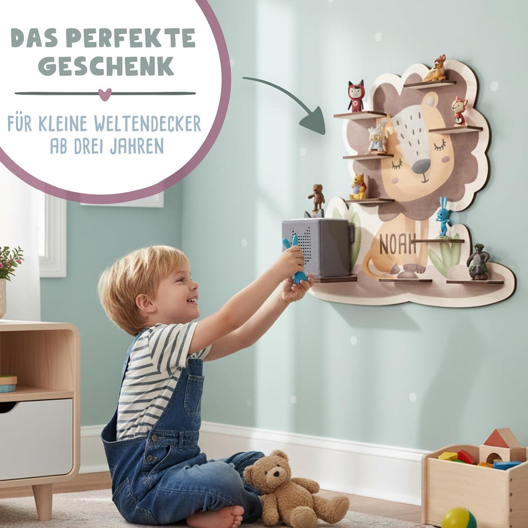 hellomini Personalisiertes Tonie Regal Jungen - Toniebox Regal mit Wunschnamen fürs Kinderzimmer - R