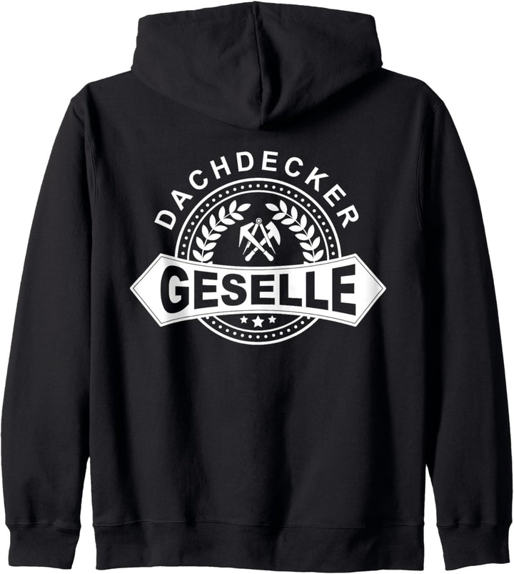 Dachdecker Geselle mit historischem Zunftwappen Kapuzenjacke