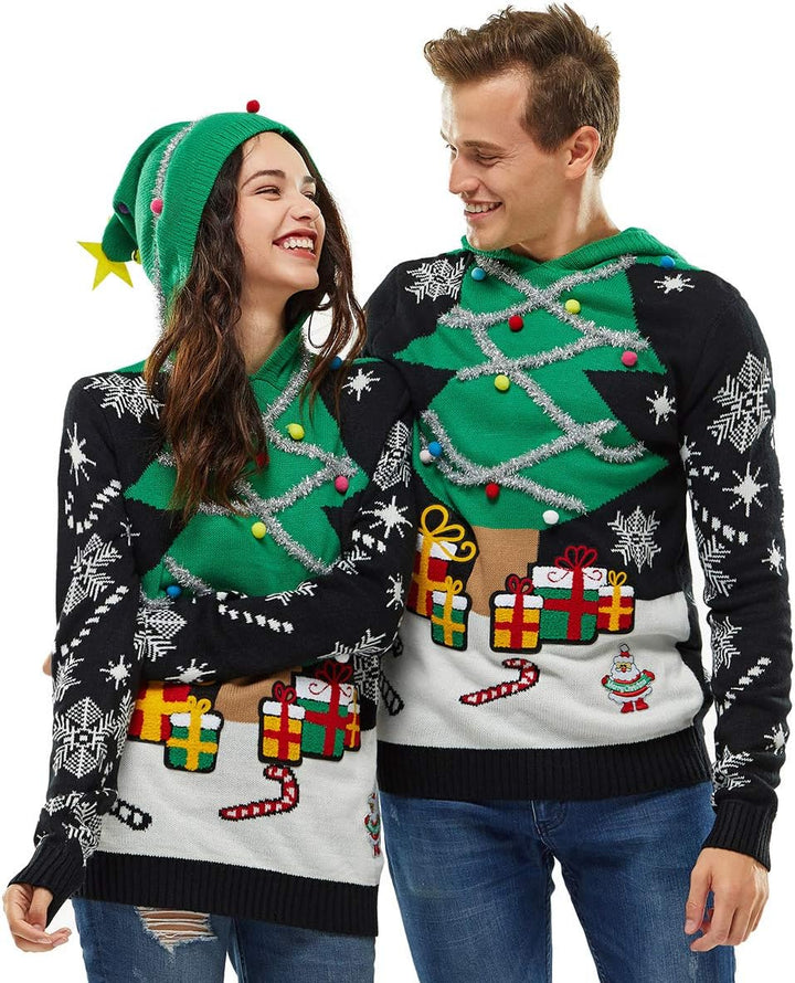 U LOOK UGLY TODAY Unisex Herren Weihnachtspullover Damen Hässliche Pulli Lustig Strickpullover Yafil