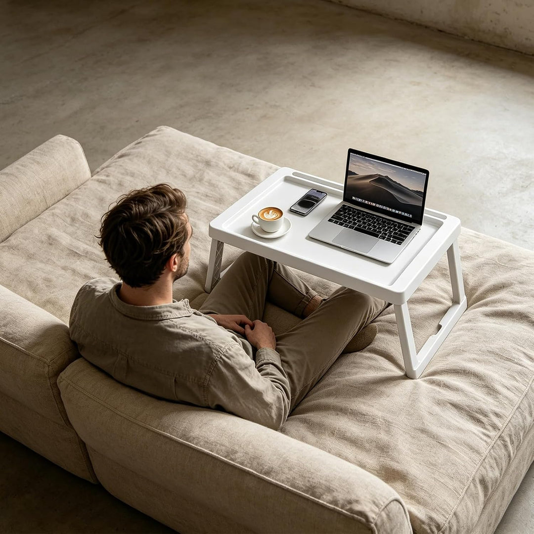 Betttablett Klappbar, Frühstück-Tablett für Bett &amp; Sofa (54x35,5cm) | Leichter Kunststoff, für Schla