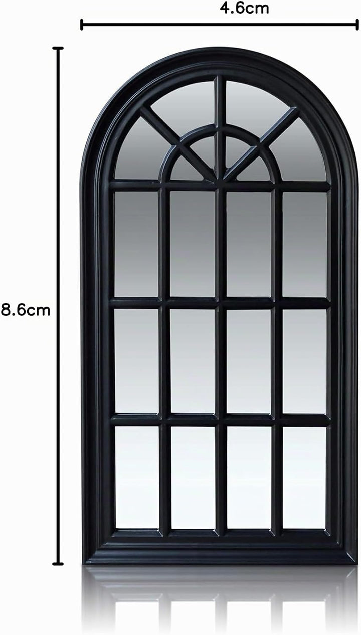 Antic by Casa Chic - Französischer Fensterspiegel - 46x86 cm - Fester Rahmen - Matt Schwarz 46 x 86