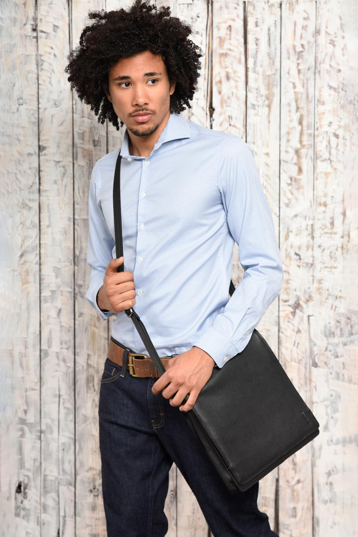 LEABAGS Leder Umhängetasche Herren & Damen I Echtleder Laptoptasche bis 13 Zoll I Messenger Bag mit